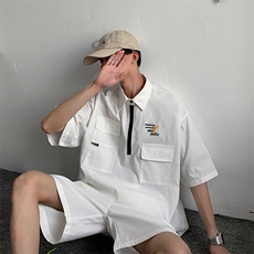 新款ins夏季宽松运动潮流两件套百搭套装短裤现货W711-P45，男装衬衫，星座512-2