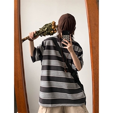 C406-P382024新款条纹圆领T恤男夏季潮牌宽松百搭半袖上衣现货，男装T恤，星座512-6