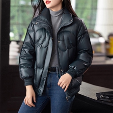 时尚立领短款羽绒棉服女2024冬季新款小个子加厚保暖棉衣棉袄外套，女装棉衣/棉服，婷思杰（原婷想服饰）