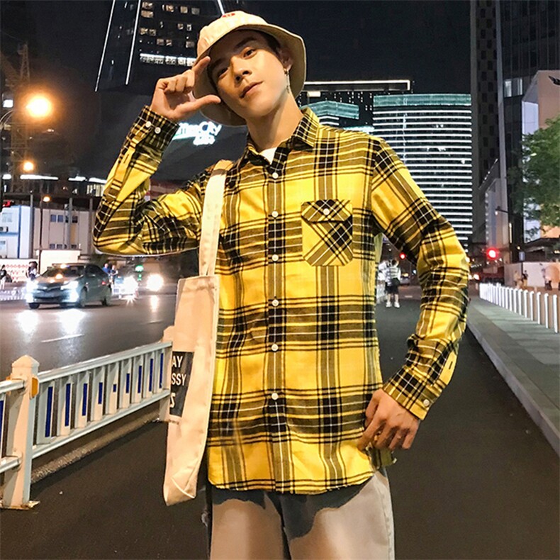 2021秋装宽松百搭衬衫网红风男女情侣衬衫港风长袖衬衣C715-P35图片