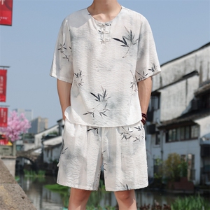 【十一款套装合集】 风印花盘扣套装短袖+短裤 A102-A115-P80，男装牛仔裤，电商B277(原6028)