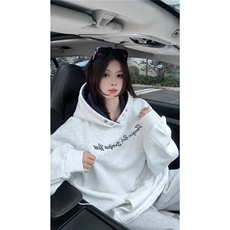 ！个性绣花拼接撞色卫衣冬季加绒连帽衫外套WR2250JR-P65控98，女装短外套，星座815A
