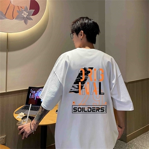 220g纯棉美式夏季短袖t恤男DT401-特批19 控38图片