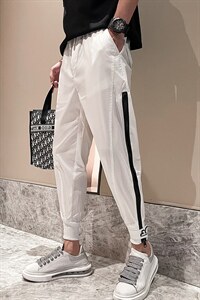 夏季薄款休闲裤男2022魔术贴束脚裤潮流修身拉链九分裤潮牌哈伦裤，男装休闲裤，电商A327