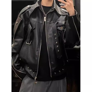 短款皮衣外套男高级小众机车服美式高街工装夹克潮513A PY2496P80图片