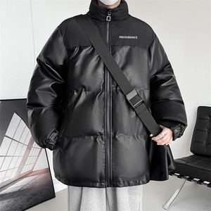 加厚男士冬季棉衣男立领皮棉服字母拼接棉袄外套A266-P01-P80