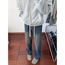 B221美式ins高街小众松紧腰宽松直筒牛仔裤LK25435-特P45控78，男装牛仔裤，电商B221