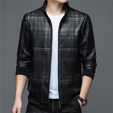 格子外套男秋季新款韩版潮流立领夹克中年男士休闲服ZL1915-P160，男装夹克，电商B212（原钱塘6029）