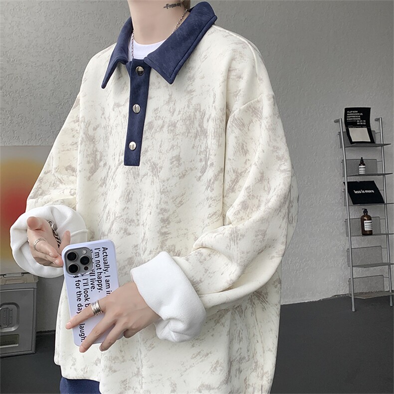 现货WY10159-特P50控88美式复古撞色解构拼接大码男宽松情侣卫衣,男装卫衣,电商A059