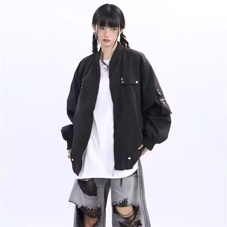原宿ins潮流流行简约慵懒气质日系新款刺绣小牛津防水工装夹克,男装夹克,星座1210-1