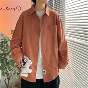 春季长袖衬衫男宽松港风衬衣男外套男CSCS281-P35，男装衬衫，电商B371