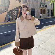 拼接撞色翻领宽松短款外套小个子设计感风衣上衣女2025年秋季新款，女装短外套，2B237