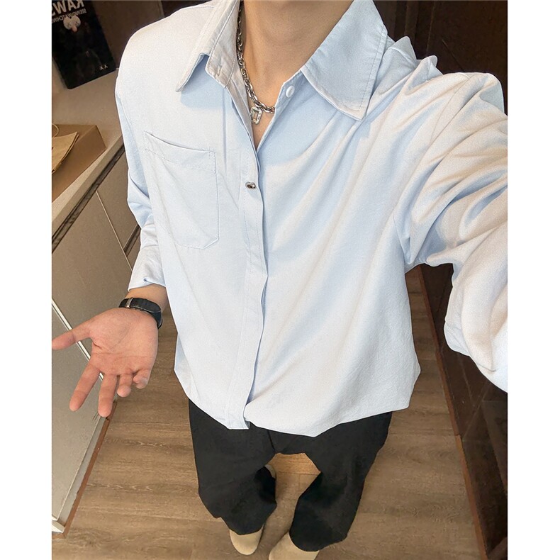 【现货】CS7141-P38特大码纯欲设计感衬衫,男装衬衫,电商D232