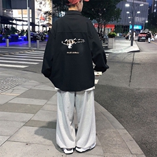 春季长袖衬衫男宽松港风衬衣男外套男CSCS289-P35，男装衬衫，电商B371