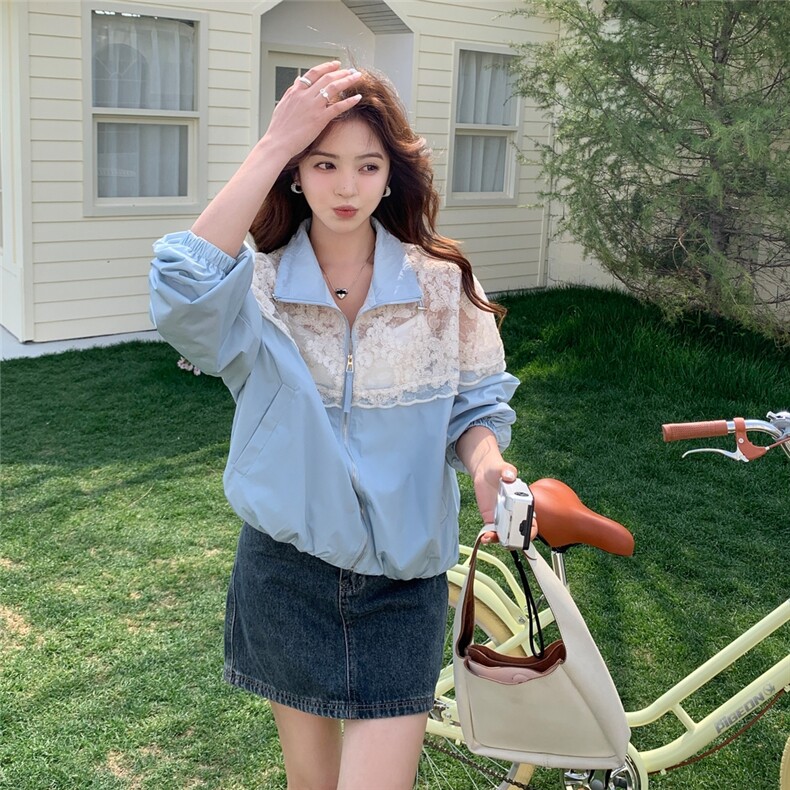 现货--2025年夏季新款拼接蕾丝外套P145K208,女装短外套,浪娴服饰