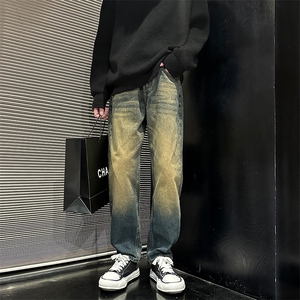 美式宽松复古黄泥直筒裤休闲牛仔裤男潮有大码902A/3702/P58