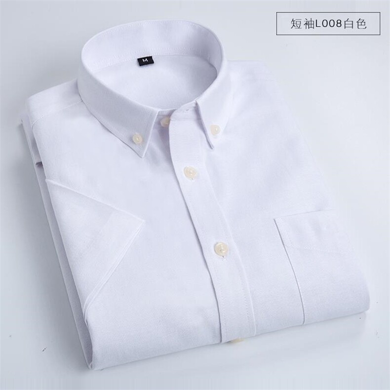男士时尚牛津纺纯色衬衫休闲短袖修身衬衫228-L008-P25图片
