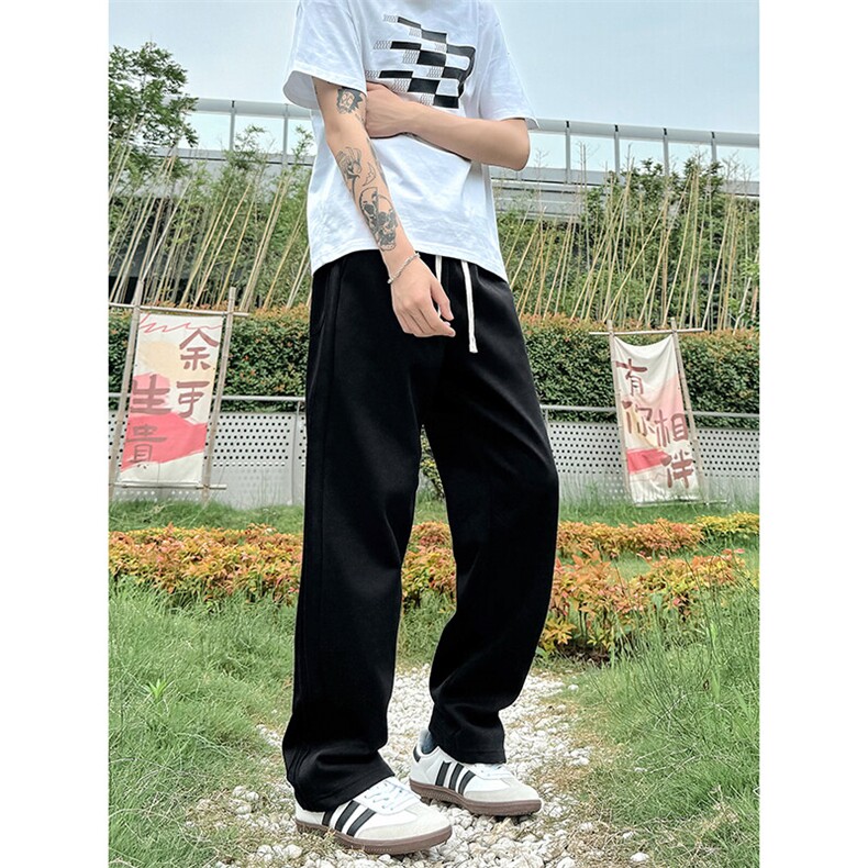 K10033-P35潮牌卫裤男2025新款百搭褶皱宽松直筒休闲长裤,男装休闲裤,电商A178