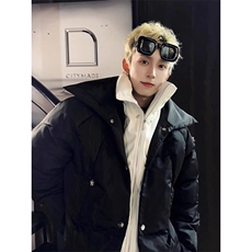 【有货】PU皮拼接假两件棉衣双层设计感棉服外套MY8032特P106，男装棉衣，星座908-1