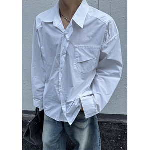法式通勤宽松休闲长袖衬衫男装2025秋季小个子衬衣流行 CS209图片