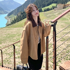 美拉德撞色翻领短外套女2026秋季新款复古时髦减龄小个子休闲夹克，女装短外套，2C177