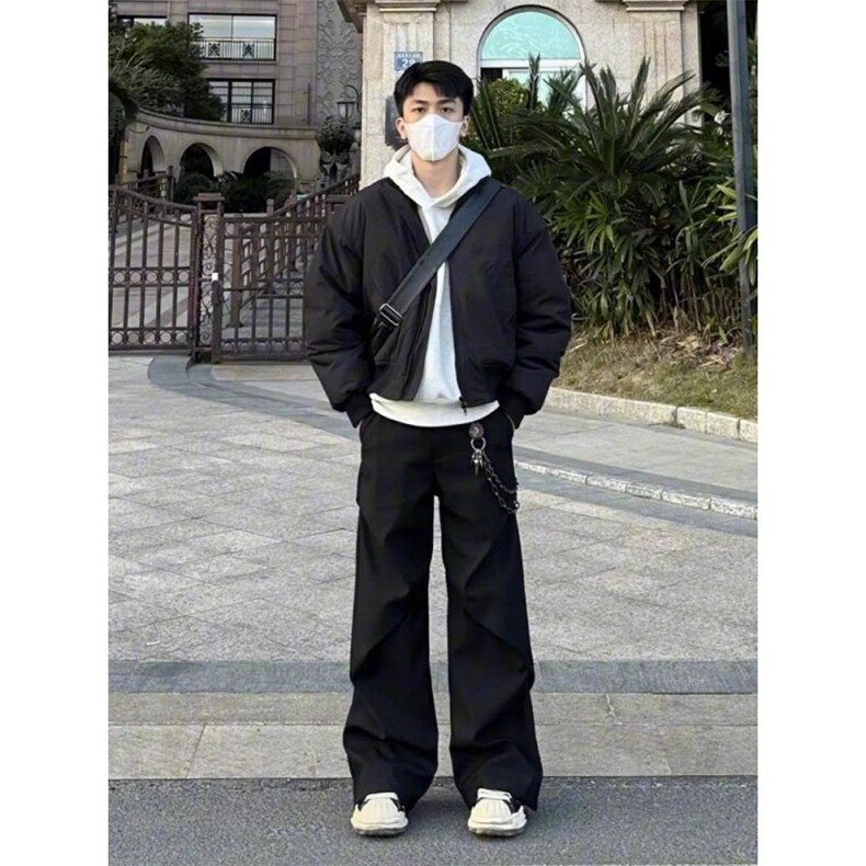 现货26春装美拉德立领飞行夹克纯色复古廓形高街棒球服外套,男装夹克,电商A486