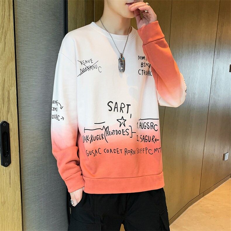 卫衣男渐变色外套潮港风长袖圆领外套学院风休闲衣服DF17T,男装卫衣,电商A102
