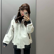 抖音得物高品质26春装美式高街重磅结构拼接织带立领卫衣外套CM42，女装短外套，电商A486-1
