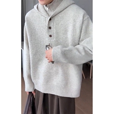 美式慵懒风假两件连帽针织衫男宽松毛衣情侣潮MZ1033-P73，男装针织衫/毛衣，星座412-3