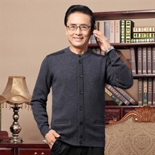 中老年人针织开衫男士爸爸春装上衣爷爷老人毛衣外套保暖春秋季，男装针织衫/毛衣，电商B212（原钱塘6029）