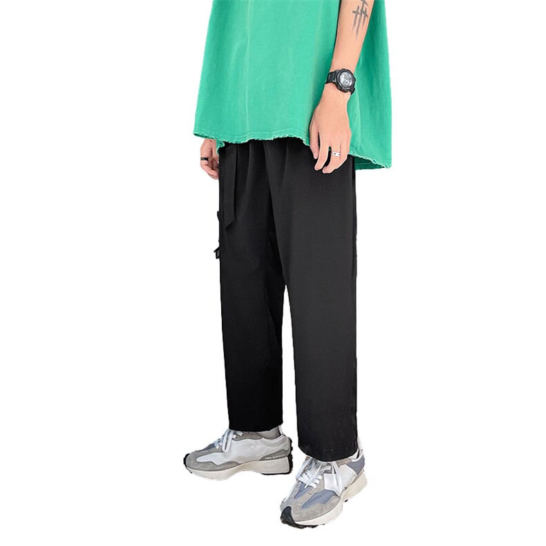 港风模特腰带冰丝大码宽松潮男速干空调九分休闲裤KZ999P55控78,男装休闲裤,电商A089-1