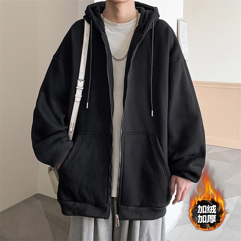 开衫连帽卫衣加绒男韩版潮流2025秋冬宽松外套23XW99501J-特批40,女装短外套,电商A042