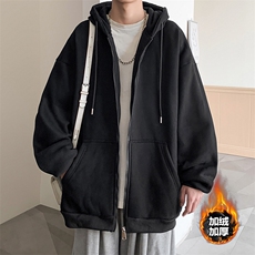 开衫连帽卫衣加绒男韩版潮流2025秋冬宽松外套23XW99501J-特批40，女装短外套，电商A042