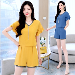 高级美容院工作服女职业气质休闲套装薄款阔腿裤白衬衫上衣黑裤子图片