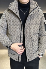 字母暗花贴标PU皮羽绒服外套男上衣控劵后288A329-YR9863-P205，男装羽绒服，电商A329