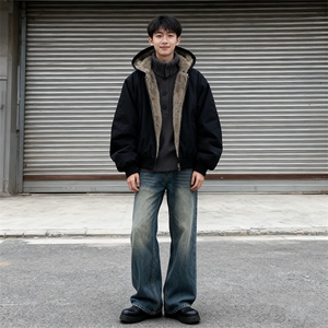 两面穿现货重磅短款座山雕棉衣男女双面穿毛毛绒棉服加厚外套图片