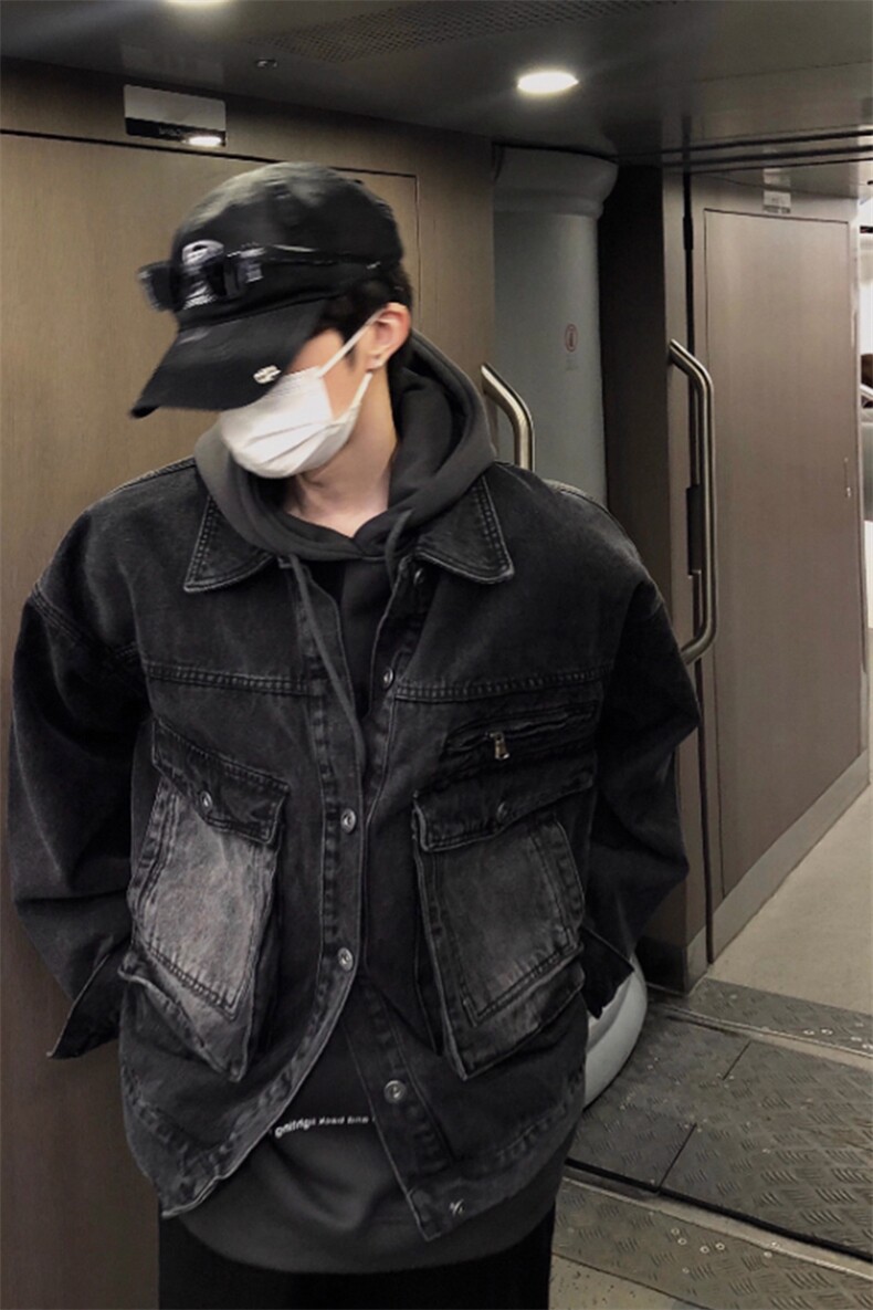 黑色飞行员牛仔夹克工装外套JK7008特P65,男装工装外套,星座908-1