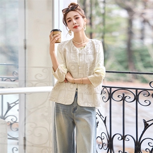 新中式国风马蕾丝甲外套女2025春季新款钉珠刺绣亮片宽松显瘦上衣图片