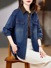 2025年春季新款现货今年流行宽松休闲时尚中长款牛仔衬衫衬衣外套，女装衬衫，浙宝2-166