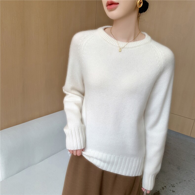 2025年秋季常规款通勤套头长袖单件圆领时尚百搭通勤，女装针织衫/毛衣，途瑞羊绒