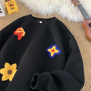 华棉花卉刺绣圆领卫衣M-5XL  特P50图片