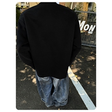 半拉链解构小众设计感花灰色垫肩卫衣男秋季cleanfit重磅长袖T恤，男装卫衣，星座506A
