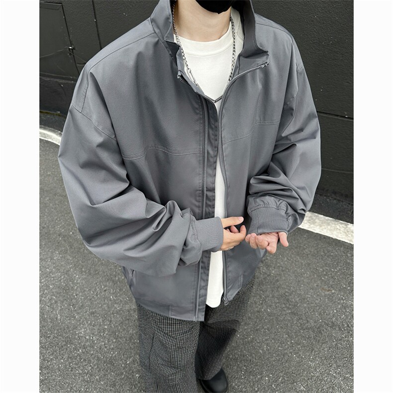 直播春秋飞行立领休闲纯色复古百搭外套美式教练夹克6188-P43,男装夹克,星座1403A
