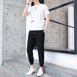 夏季宽松男士新款T恤青少年潮流两件套短袖休闲运动套装T776-P50图片