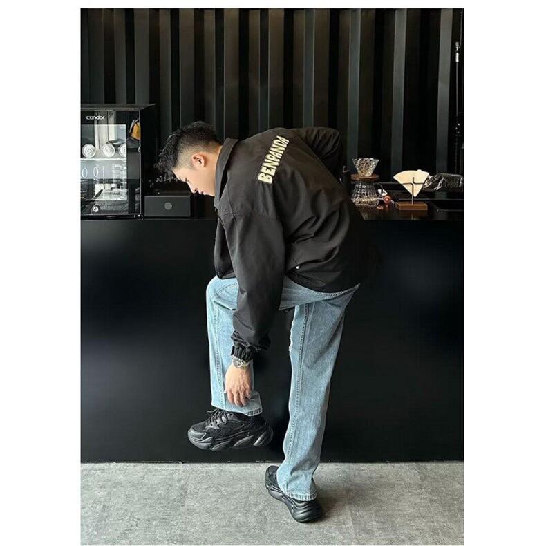 复古水洗破洞牛仔裤男直筒宽松2025年新款潮牌阔腿长裤百搭老爹裤,男装牛仔裤,星座506A