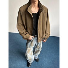 高品质春装新款老钱风美式高街解构立领棒球服飞行夹克休闲外套潮，男装夹克，电商A486-1