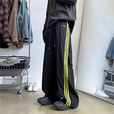高街休闲裤男女韩版潮拼色条纹口袋个性2026夏季ins长裤K5702-P47，男装休闲裤，星座412-2