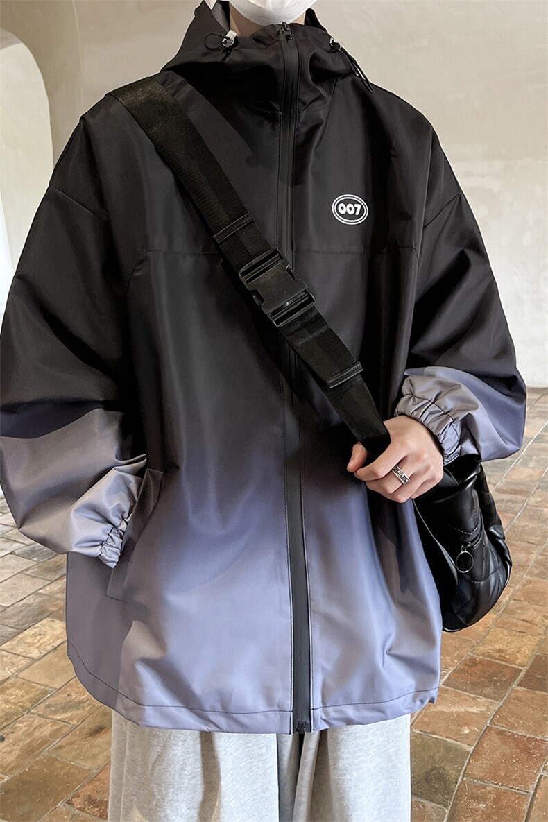 2025港风山系防水冲锋衣渐变色夹克男：聚酯纤维JK77087P85控,男装夹克,星座227-7