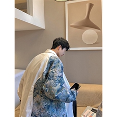 港风花型长袖衬衫大码M-5XL情侣风衬衫男长袖衬衣CS7714P60，男装衬衫，星座227-7