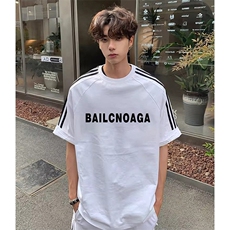 抖音得物高品质二开240克宽松纯棉美式潮牌三条杠织带短袖T恤，男装T恤，电商A486-1
